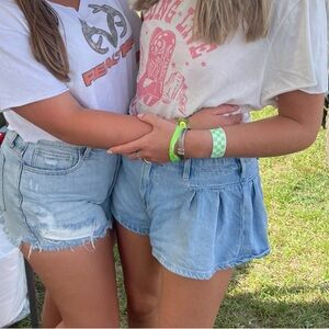 We The Free Blue Jean Flare Shorts Distressed